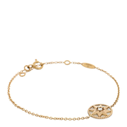 Christian Dior 18K Yellow Gold Diamond Mother of Pearl Rose Des Vents Bracelet 1 of 3