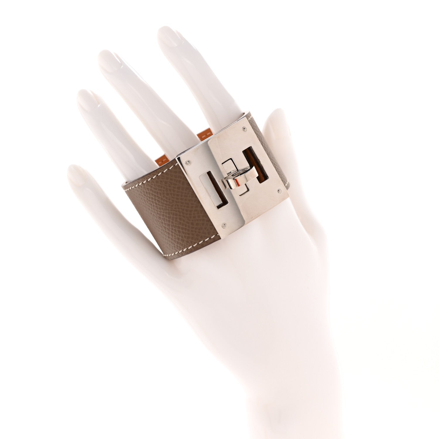 Hermes Epsom Kelly Dog Bracelet Etoupe 2 of 6