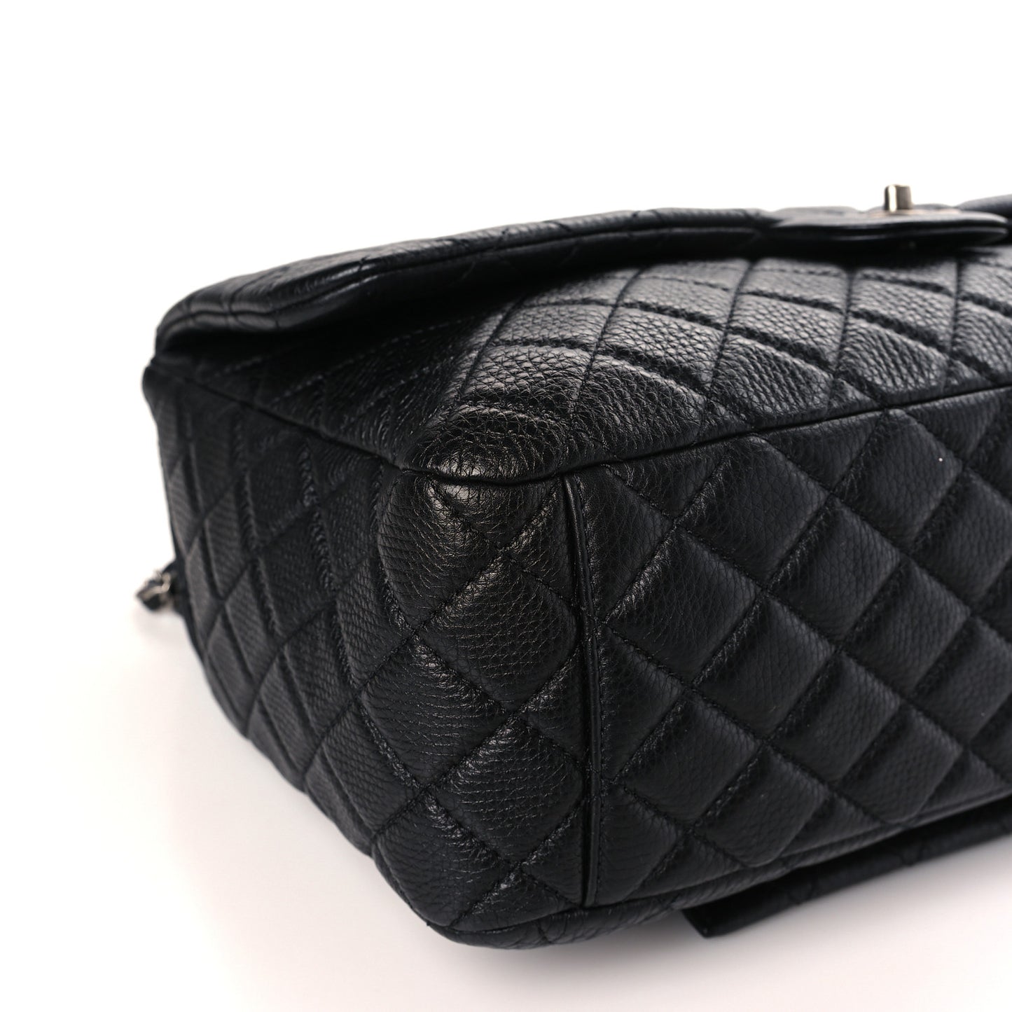 Grained Calfskin Quilted Small XXL Travel Flap Bag Black