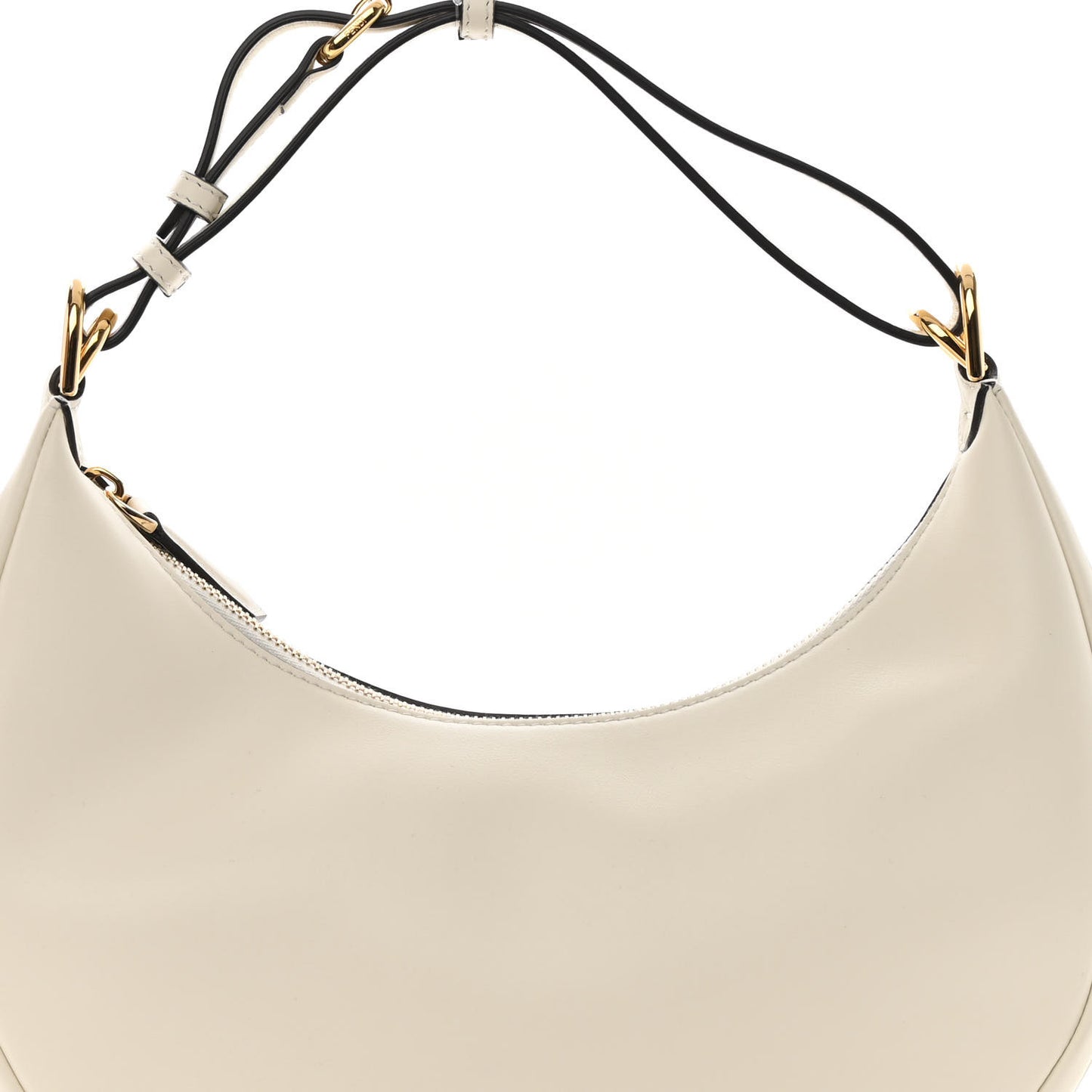 Vitello Grace Matte Small Fendigraphy Hobo Bag White Ice