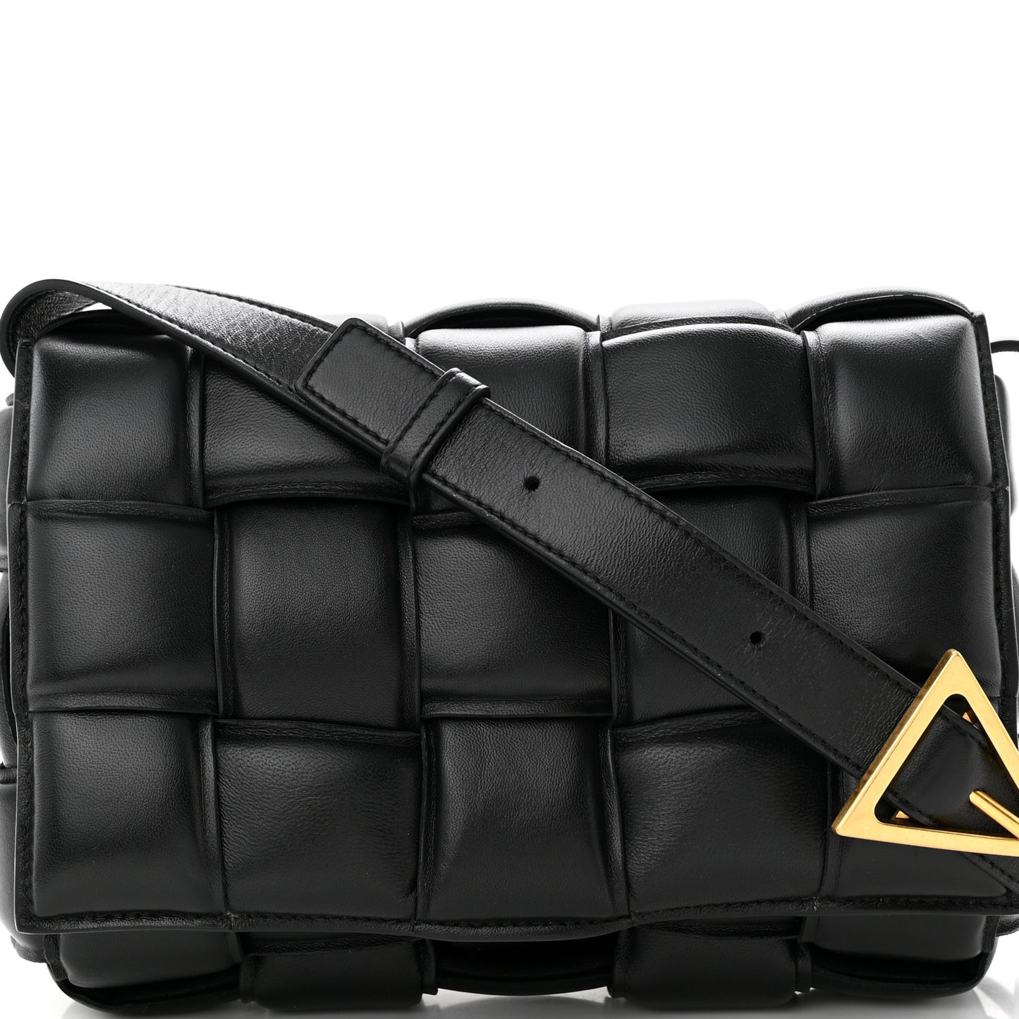 Nappa Maxi Intreccio Padded Cassette Crossbody Bag Black