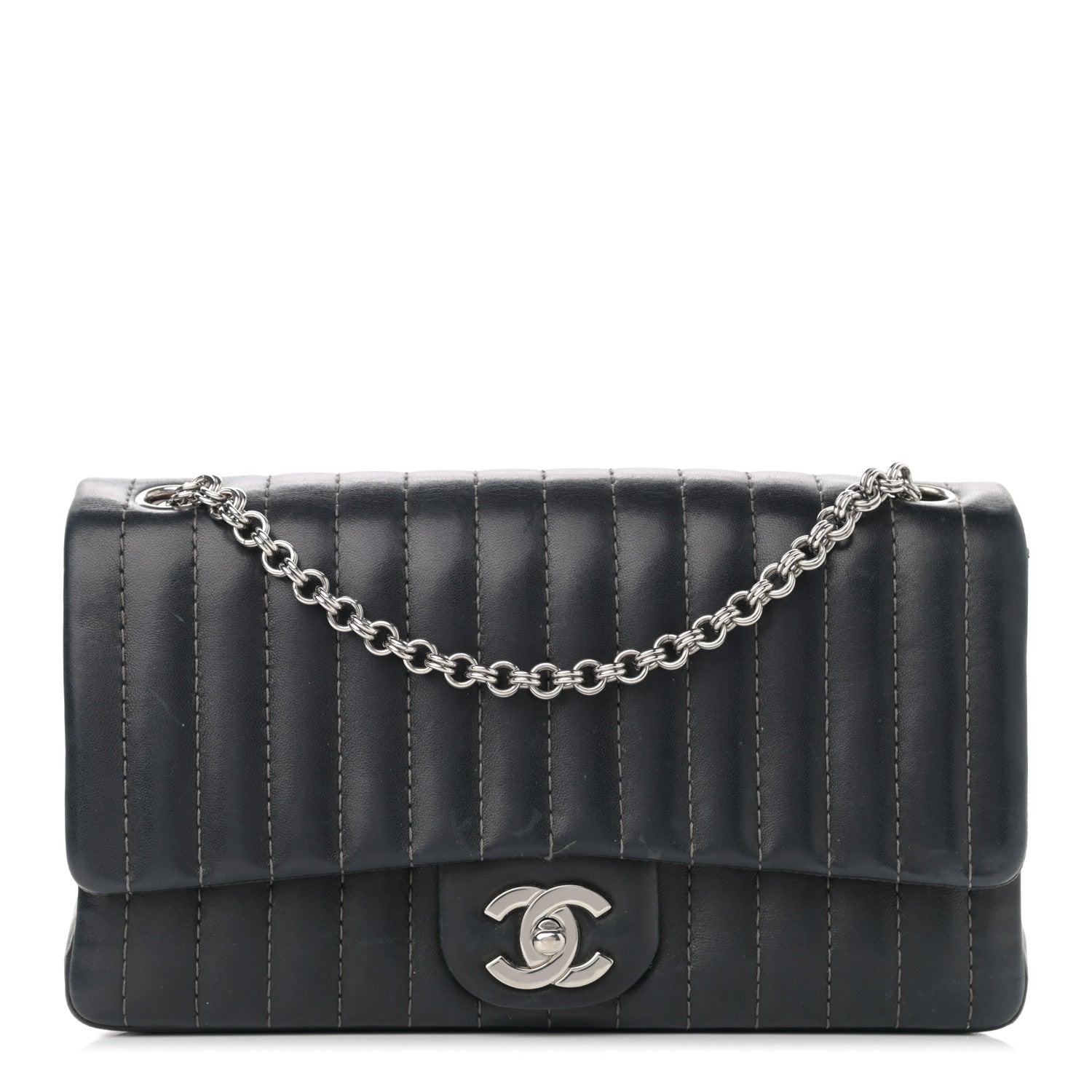 Chanel Lambskin Vertical Quilted Medium Single Flap Black 1 of 12