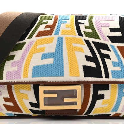 Fendi X SARA COLEMAN Canvas Vitello King Seta FF Fish Eye Embroidered Baguette Grezzo Multicolor Ghianda 10 of 13