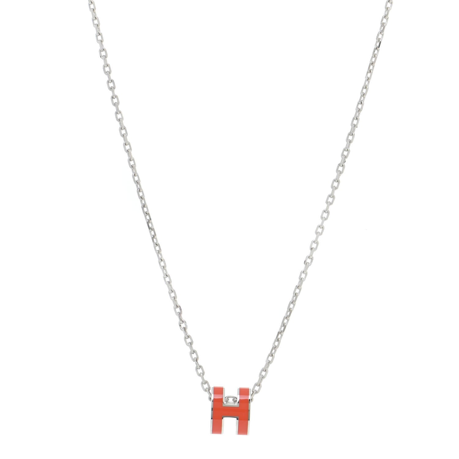 Hermes Palladium Mini Pop H Necklace Orange 1 of 5