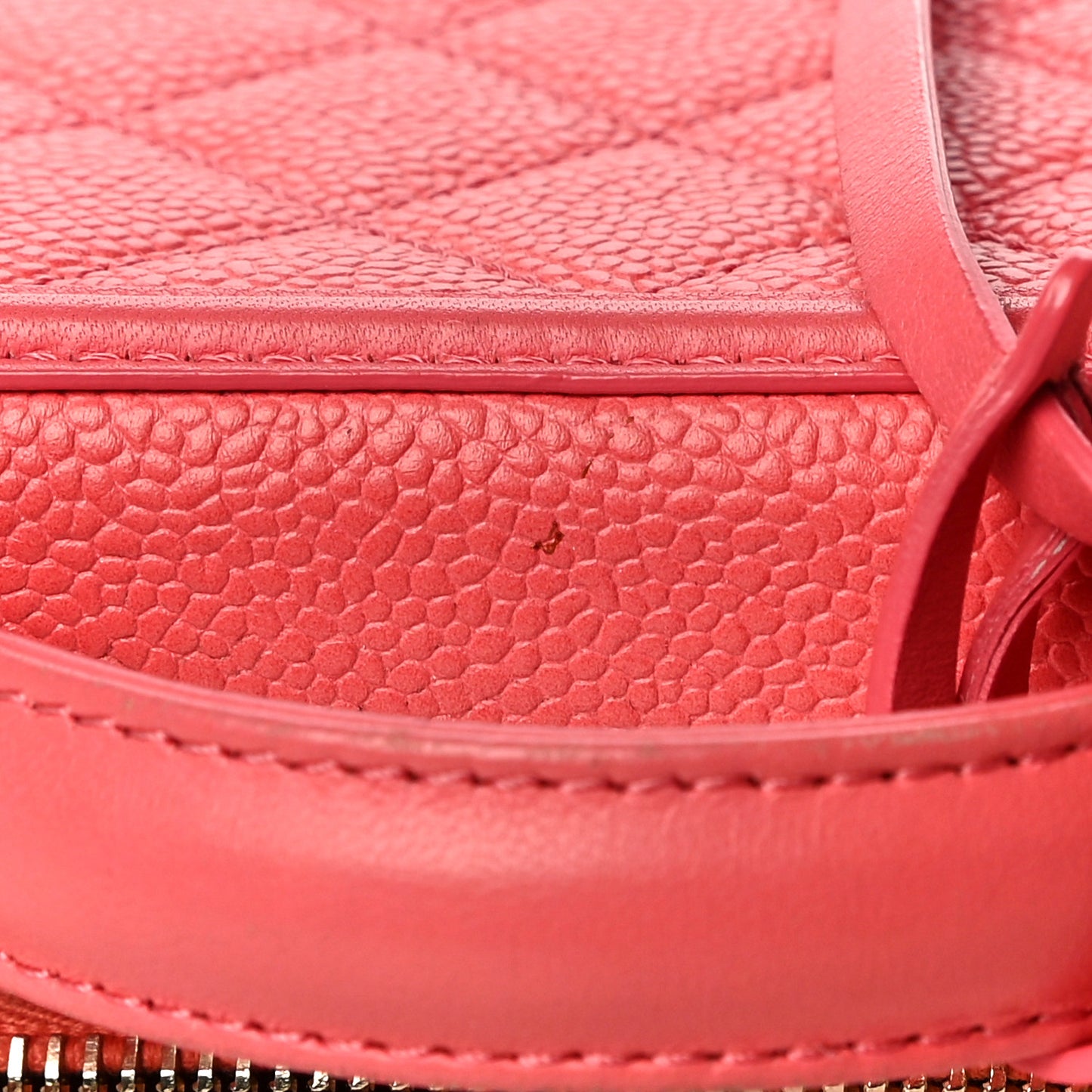 Caviar Quilted Small CC Filigree Vanity Case Coral