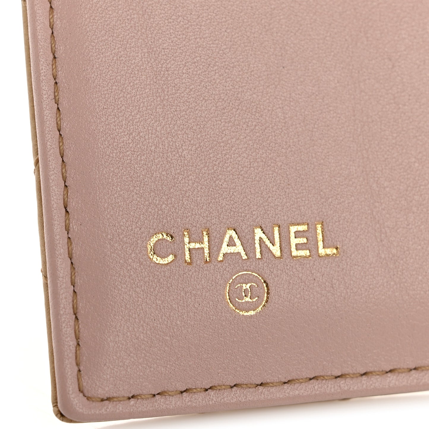 Metallic Calfskin Diamond Stitch Compact French Flap Wallet Gold Rose