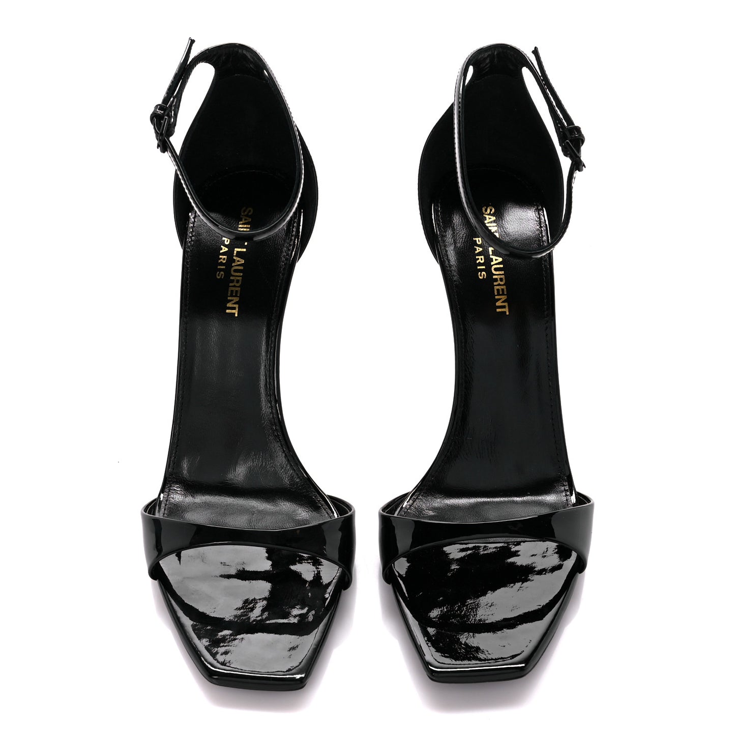 Patent Calfskin Bea 90 Ankle Strap Sandals 40 Black