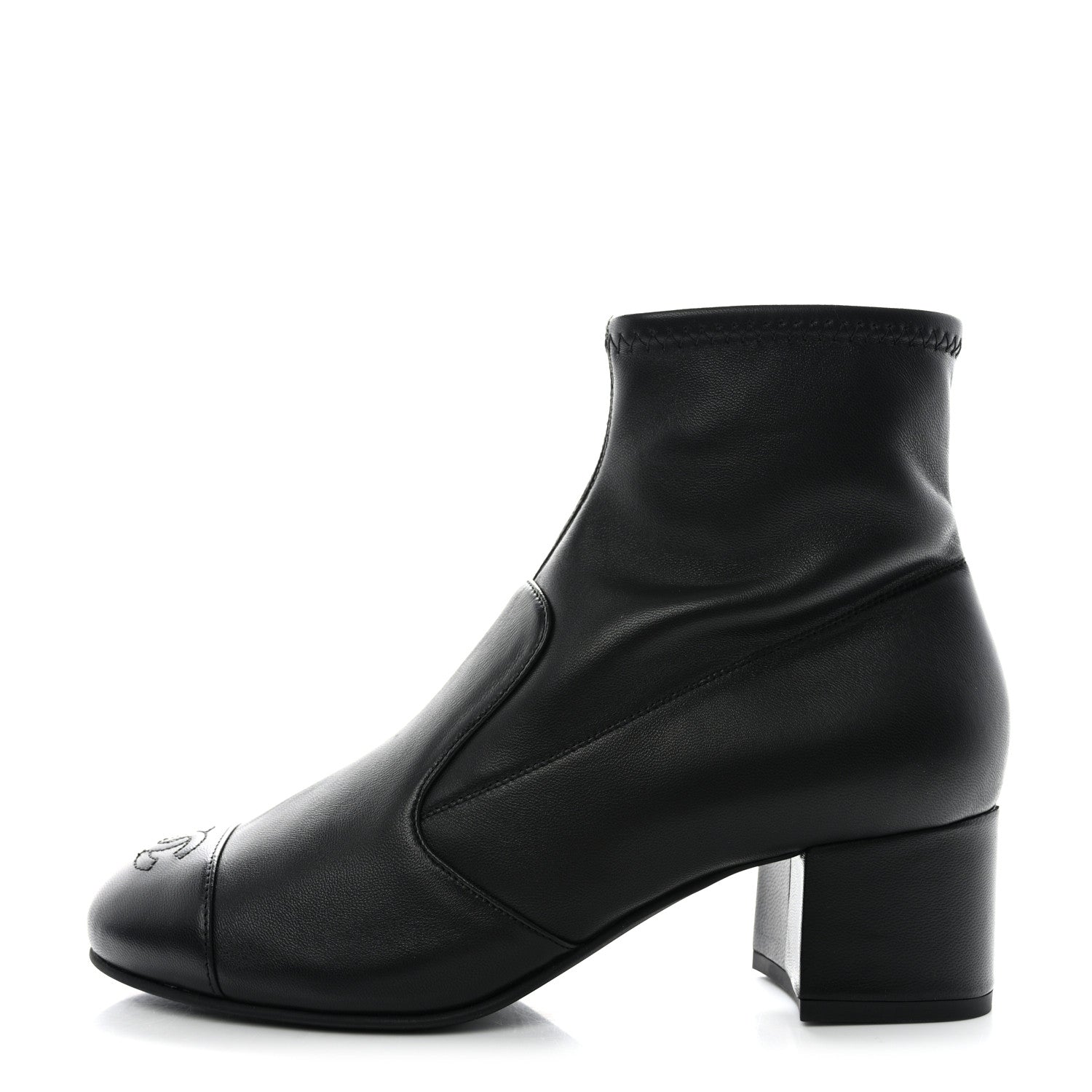 Chanel Lambskin Ankle Boots 38.5 Ivory Black 1 of 8