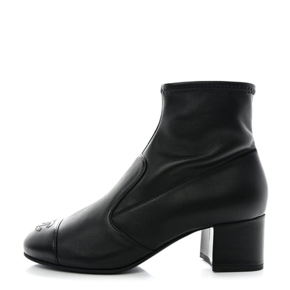 Chanel Lambskin Ankle Boots 38.5 Ivory Black 1 of 8