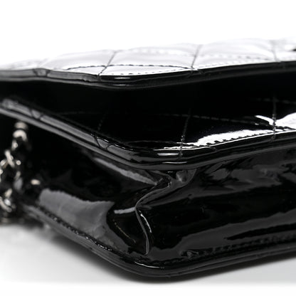 Chanel Patent Quilted Wallet On Chain WOC Black 10 of 13