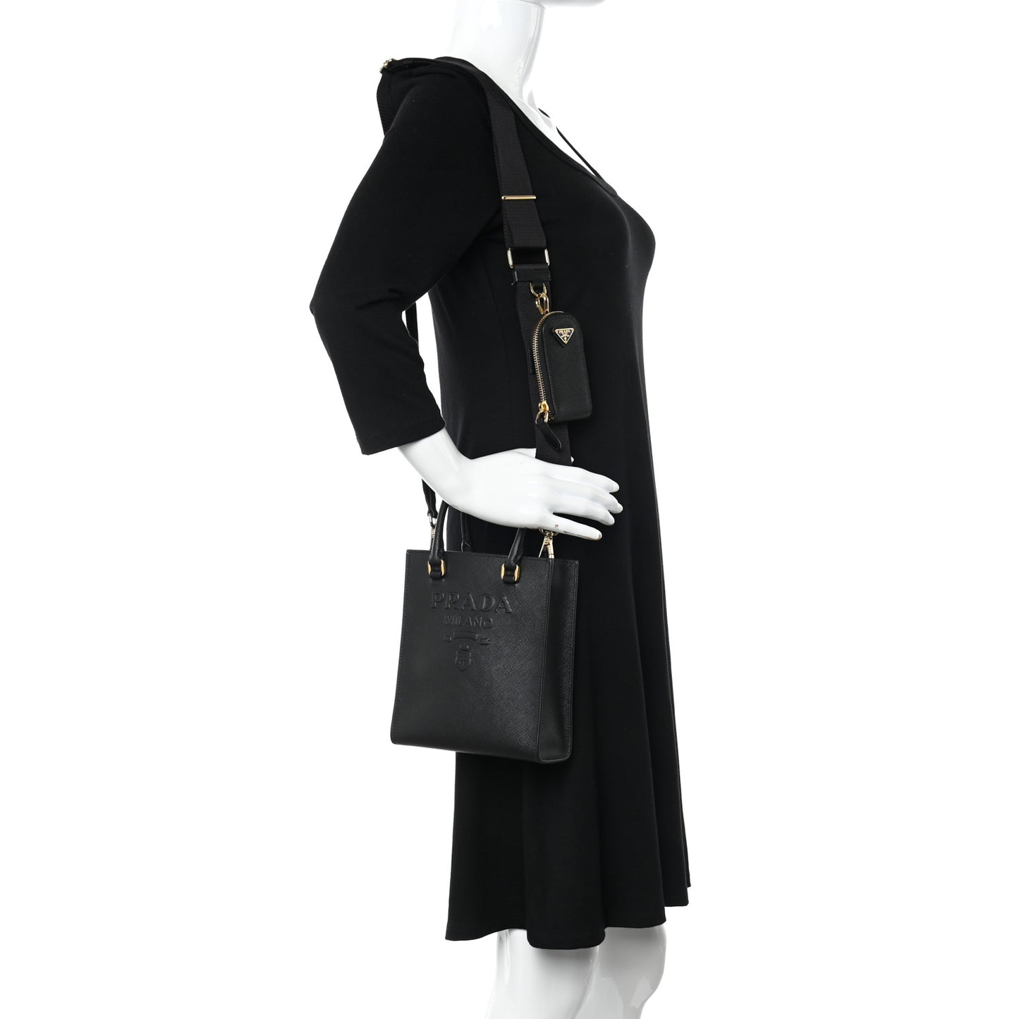 Saffiano Lux Small Shoulder Bag Black