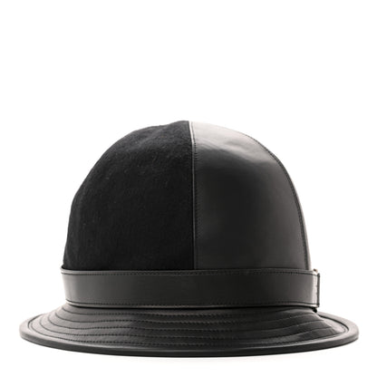 Hermes Wool Calfskin Hat 57 Black 3 of 11