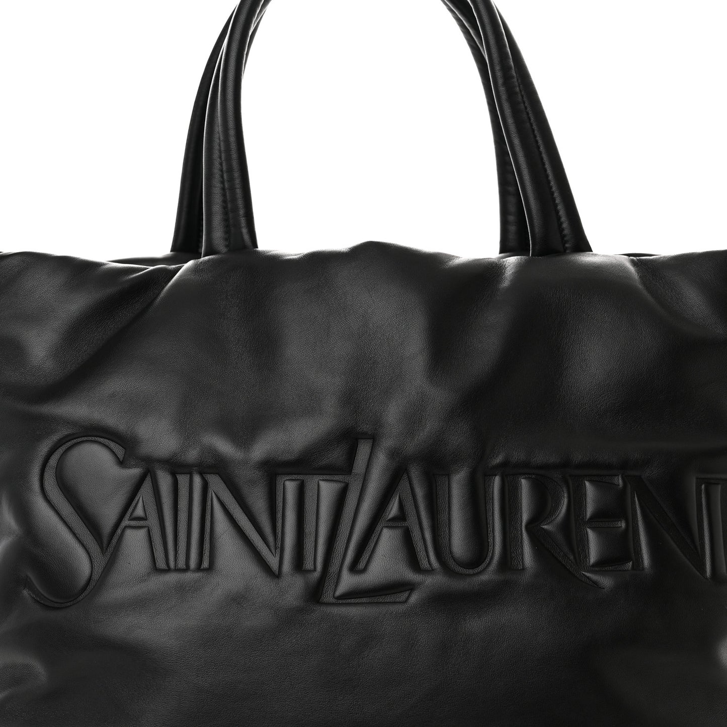 Lambskin Wide Puffer Tote Black