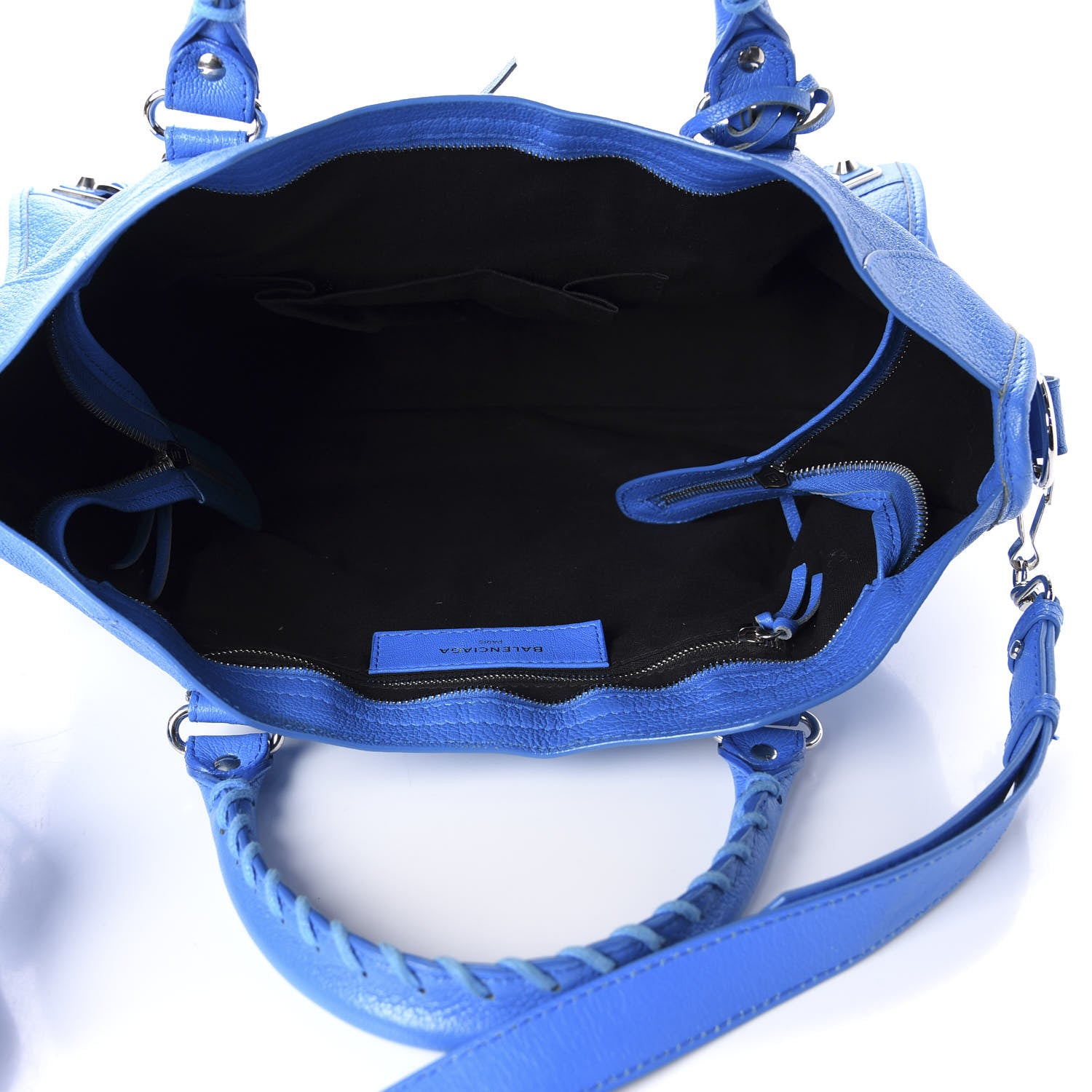 Balenciaga Chevre Silver Metallic Edge Hardware City Bleu Ceylon 6 of 14