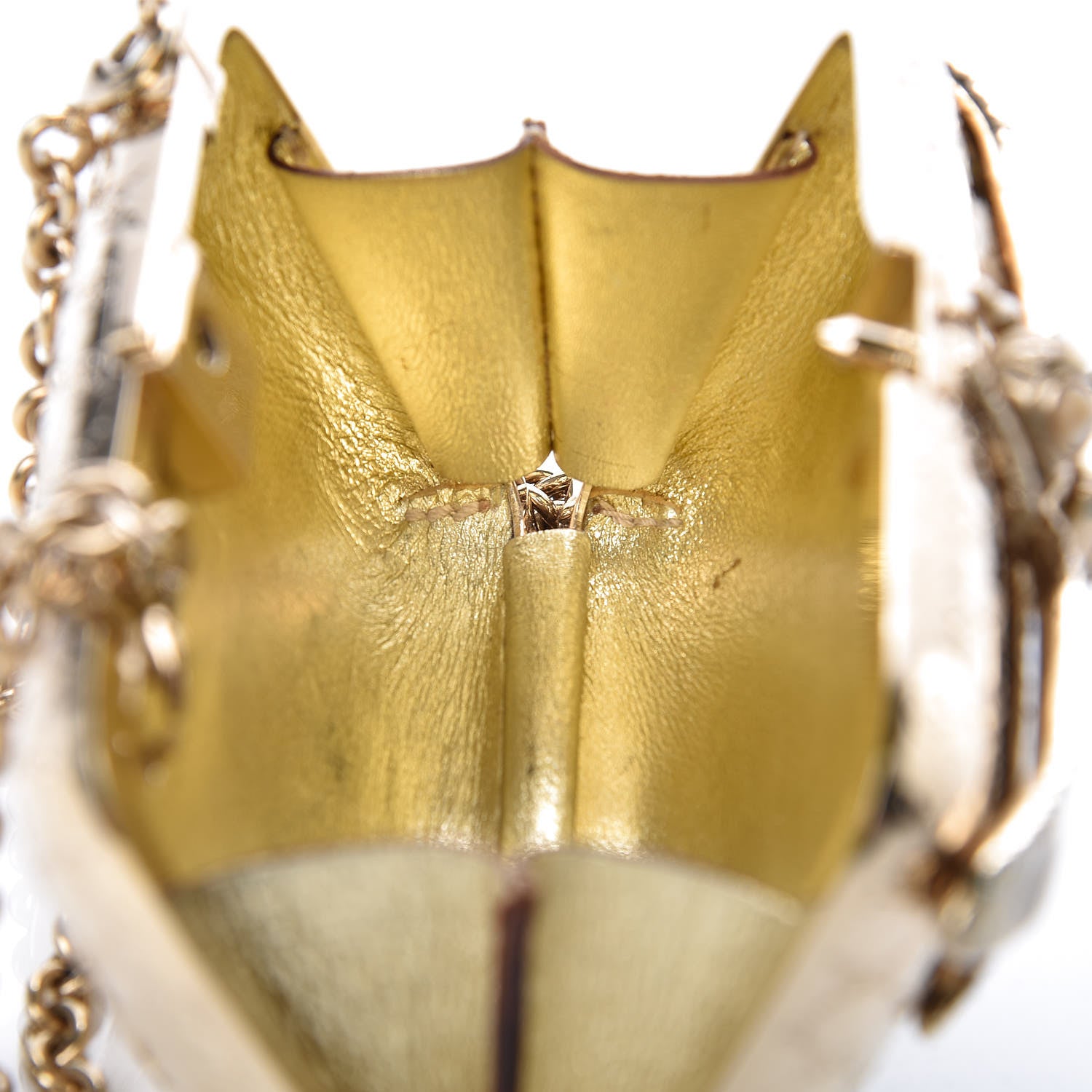 Gucci Metal Guccissima Dragonfly Minaudiere Clutch Gold 11 of 16