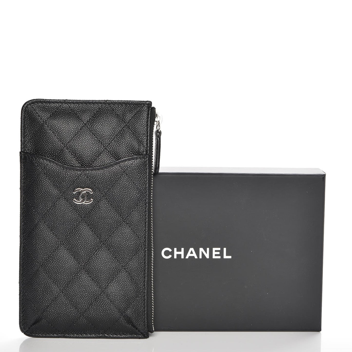 Caviar Quilted Classic Flat Wallet Pouch Black