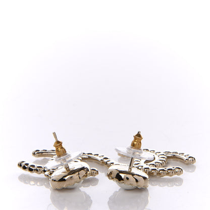 Chanel Crystal Pearl Bow-tiful CC Drop Earrings Gold 3 of 3