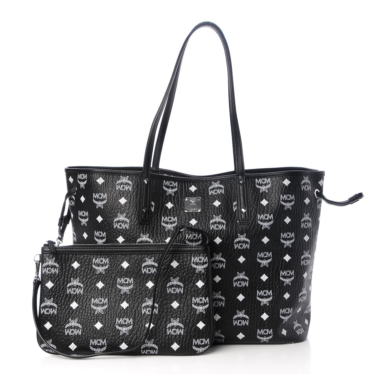 MCM Visetos Medium Reversible Shopper Tote Black 2 of 27