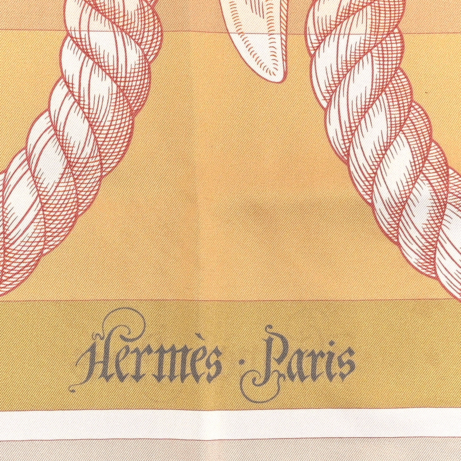 Hermes Silk Double Face Della Cavalleria Fine Scarf 90 White Rose Orange 3 of 6