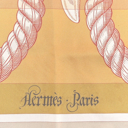 Hermes Silk Double Face Della Cavalleria Fine Scarf 90 White Rose Orange 3 of 6