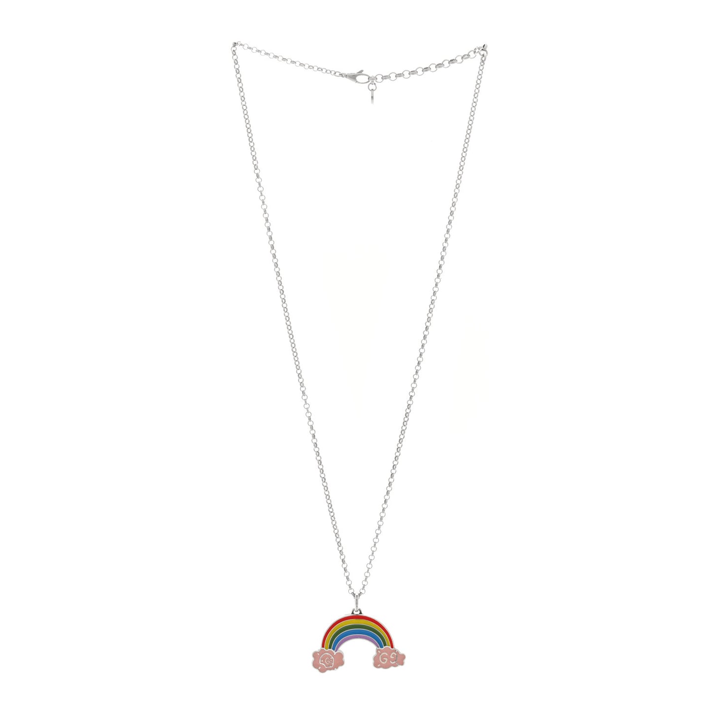 Sterling Silver Enamel GucciGhost Rainbow Pendant Necklace