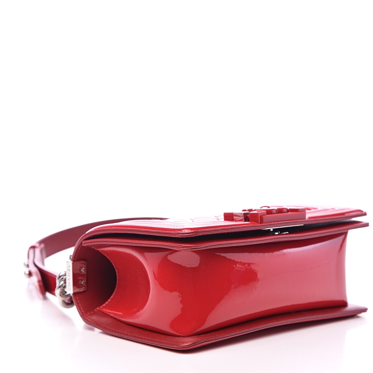 Chanel Patent Calfskin Quilted Small Plexiglass Boy Flap Red 4 of 11