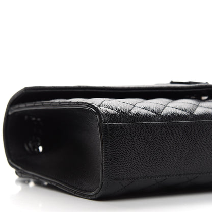 Saint Laurent Grain De Poudre Textured Mixed Matelasse Triquilt Medium Monogram Satchel Black 7 of 8
