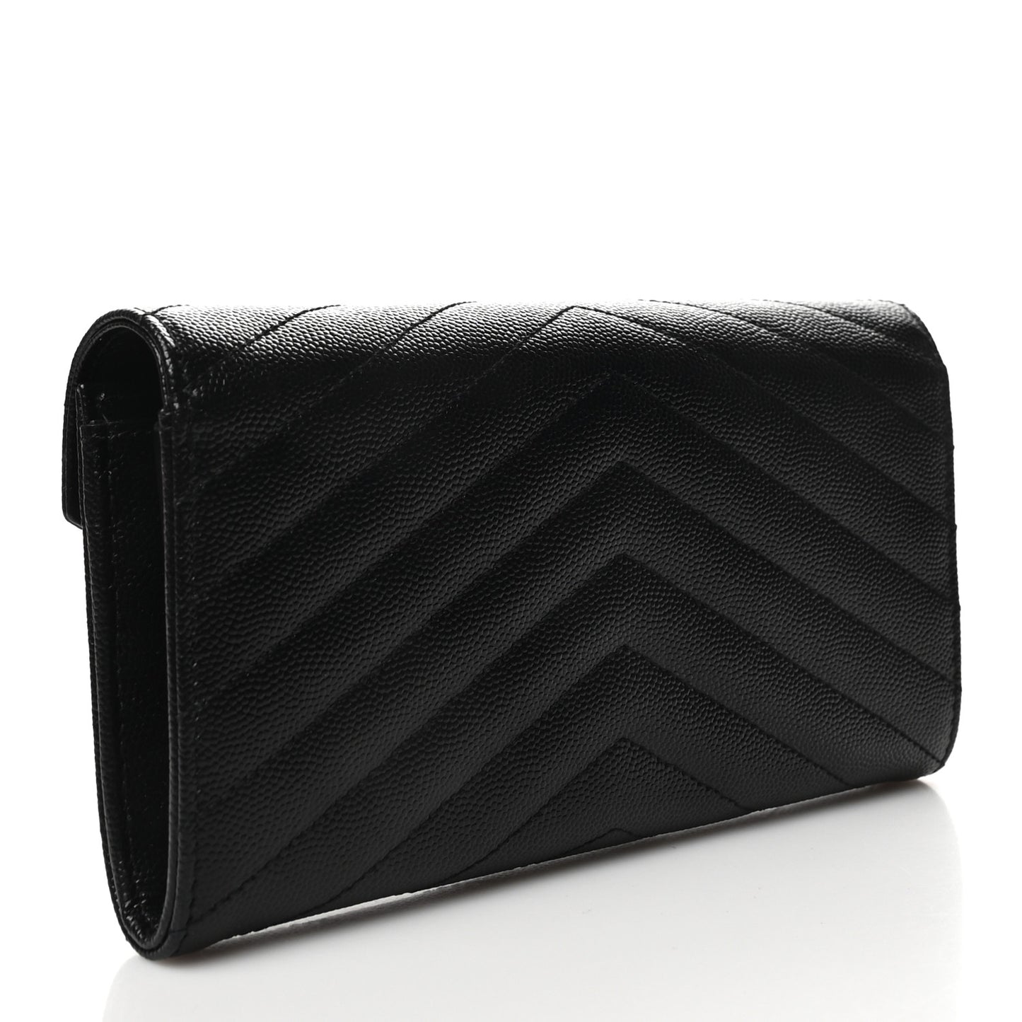 Grain De Poudre Matelasse Chevron Monogram Flap Wallet Black