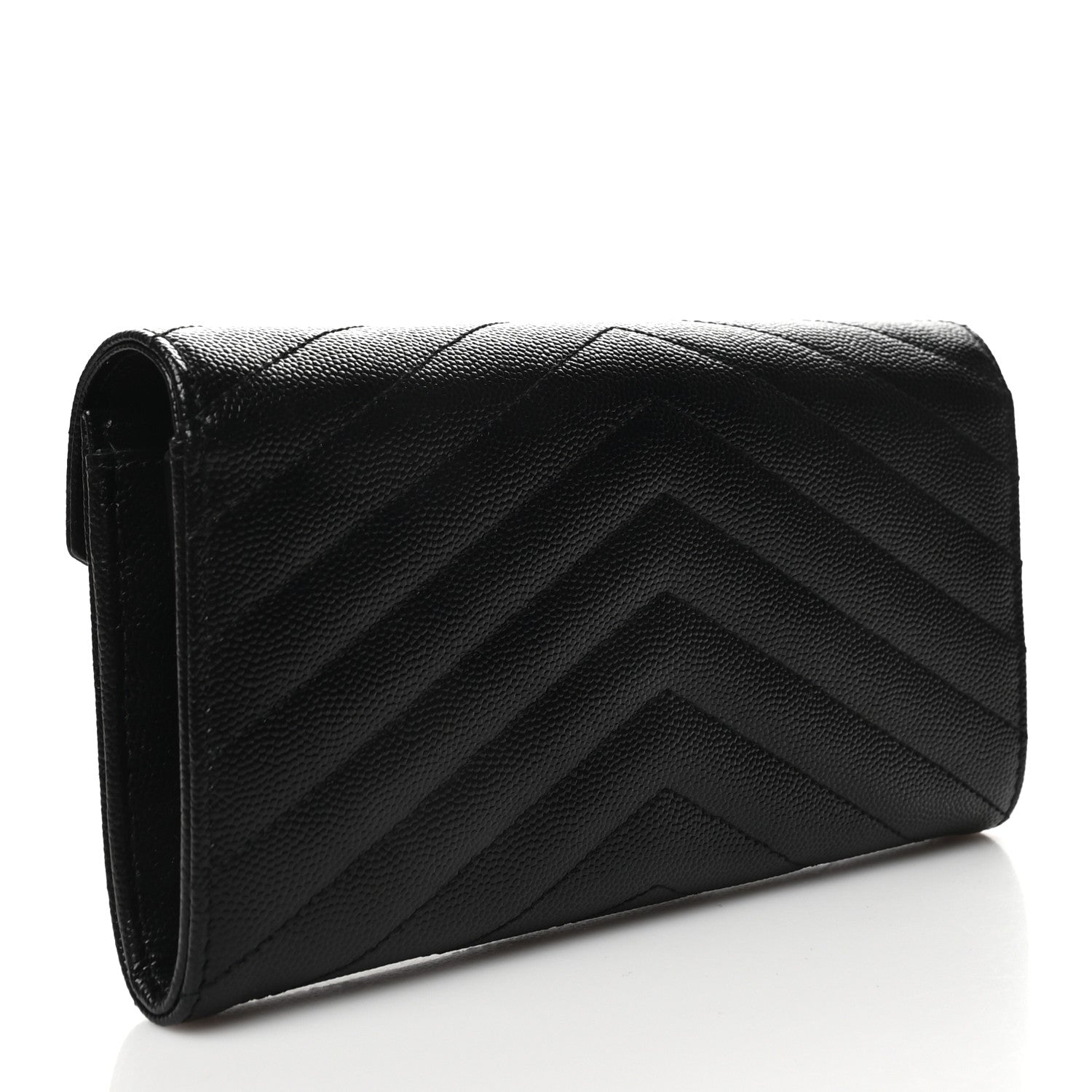 Saint Laurent Grain De Poudre Matelasse Chevron Monogram Flap Wallet Black 3 of 10