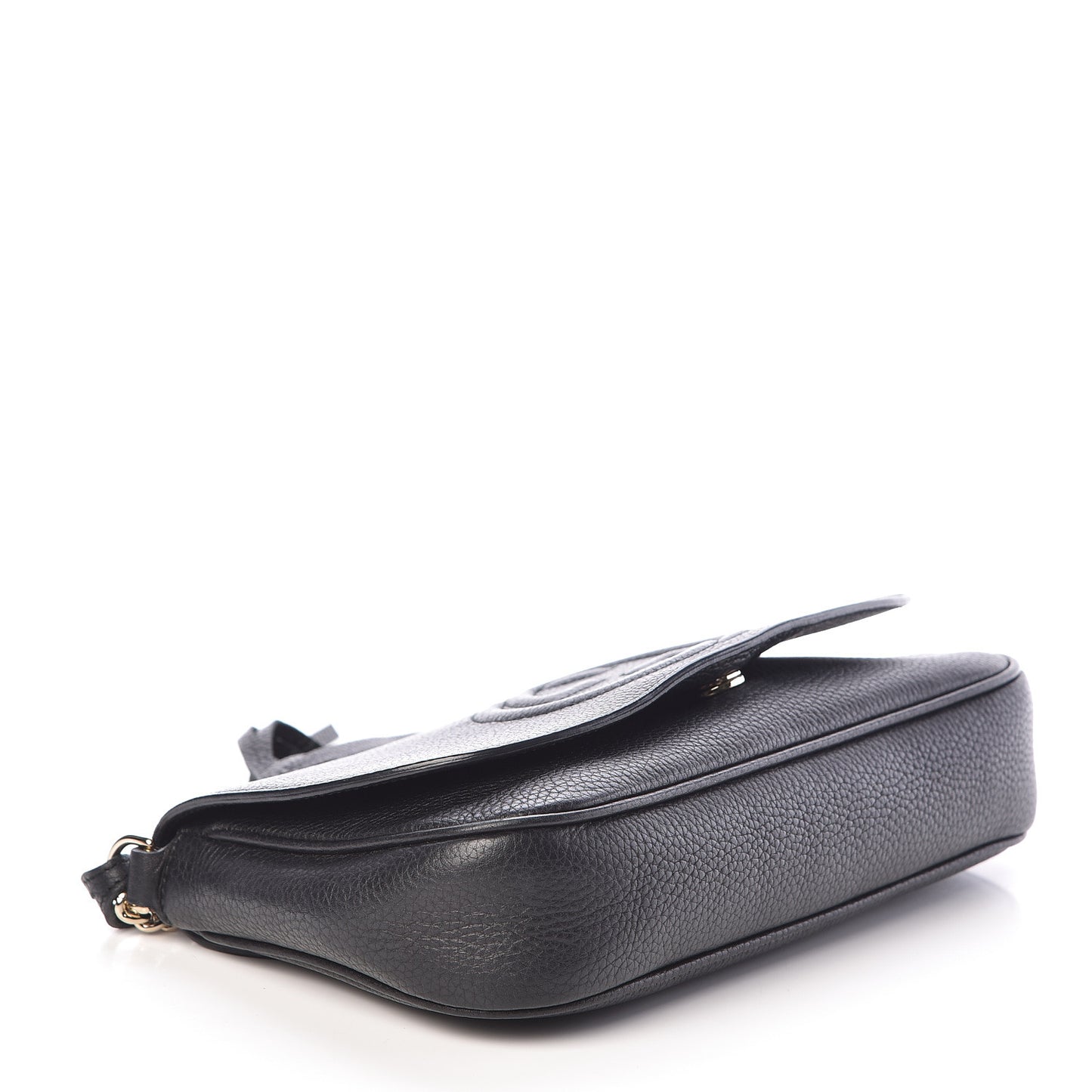 Pebbled Calfskin Medium Soho Flap Crossbody Black