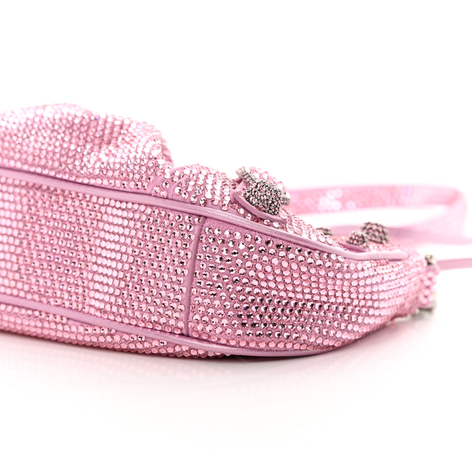 Balenciaga Strass Suede Metallic Nappa Le Cagole Mini Purse With Chain Taffy Light Pink 11 of 12