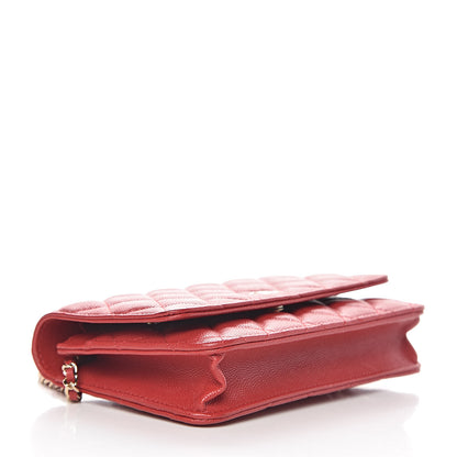 Chanel Caviar Quilted Wallet on Chain WOC Red 4 of 14