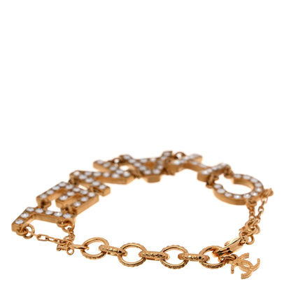 Chanel Metal Crystal 90's Icon Logo Bracelet Gold 3 of 5
