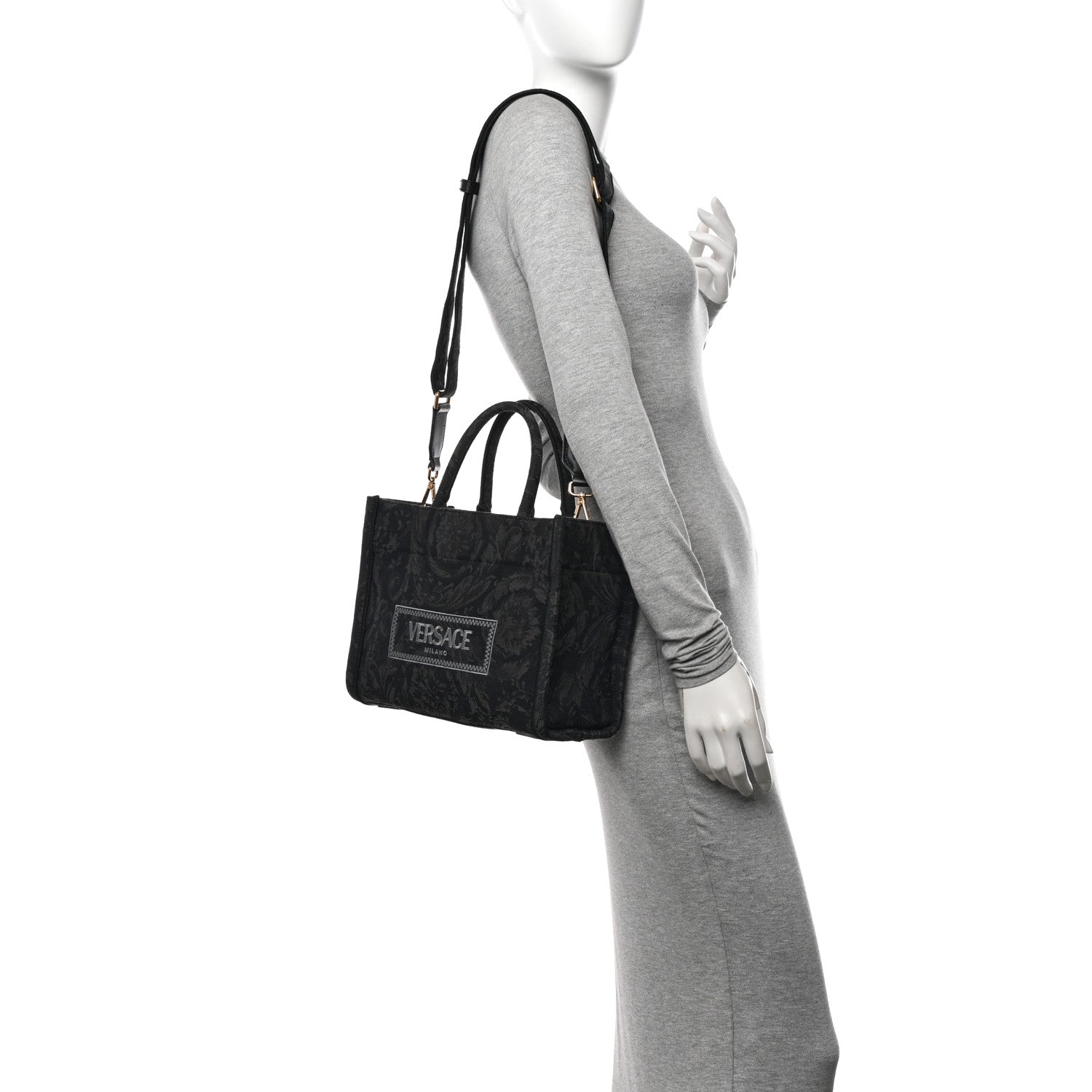 Versace Jacquard Barocco Small Athena Tote Black 2 of 12