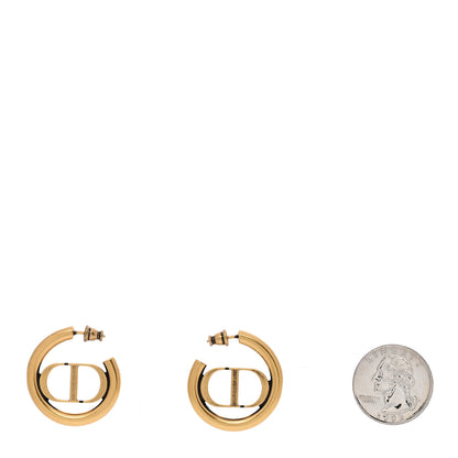 Christian Dior Metal 30 Montaigne Hoop Earrings Aged Gold 2 of 5