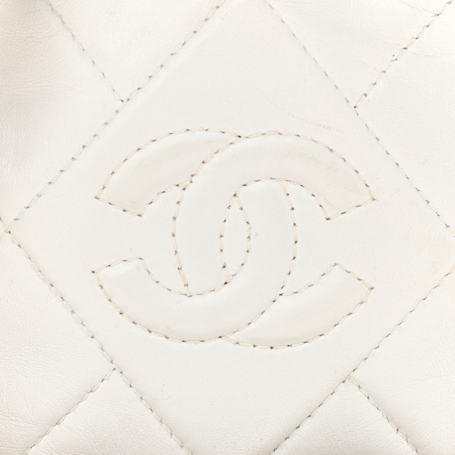Lambskin Quilted Round Tassel Crossbody Bag White