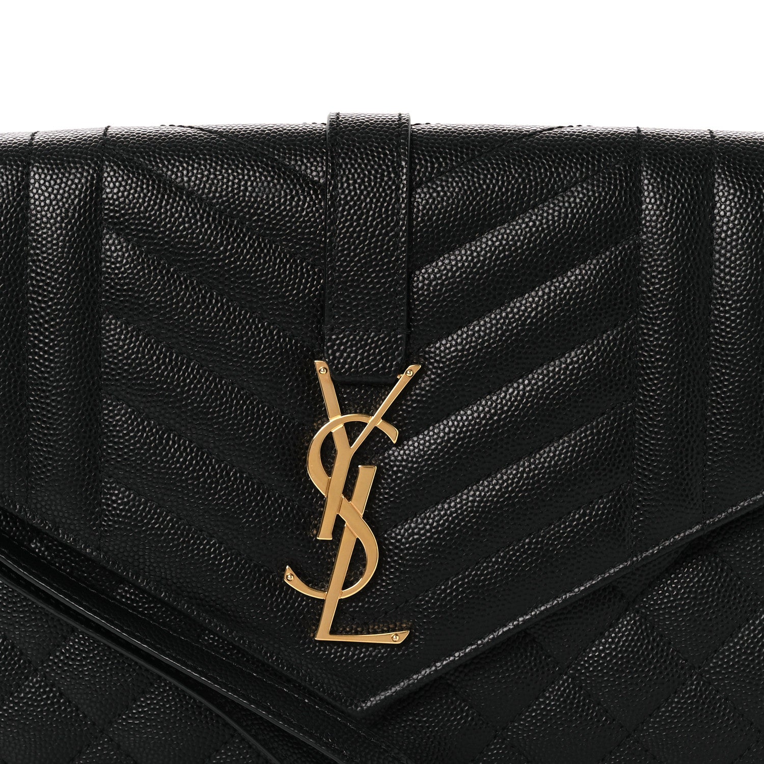 Saint Laurent Grain De Poudre Textured Mixed Matelasse Triquilt Monogram Clutch Black 8 of 12