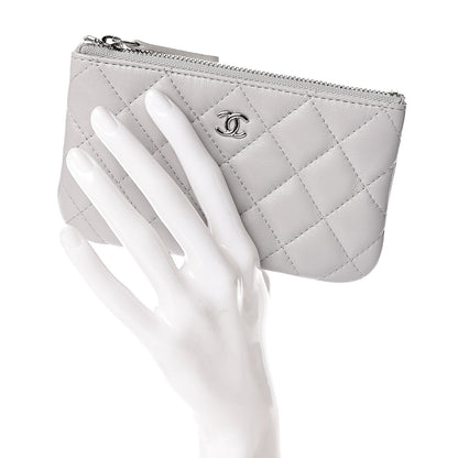 Chanel Lambskin Quilted Small Cosmetic Case Light Grey 2 of 8