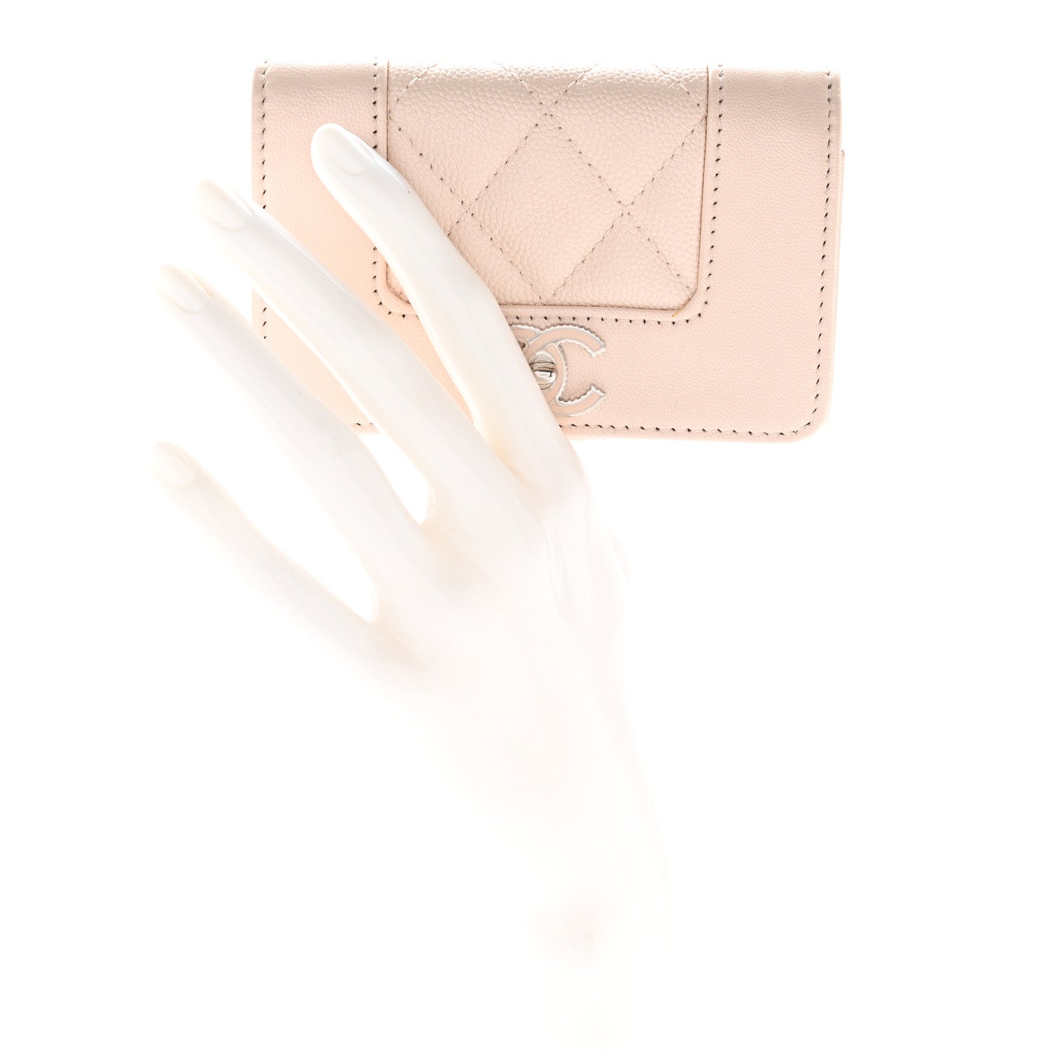 Chanel Caviar Quilted Vintage Mademoiselle Flap Card Holder Beige 2 of 10