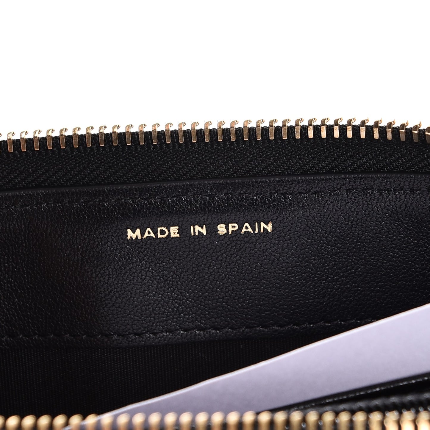 Sheepskin Chevron Quilted Zip Around Wallet Black