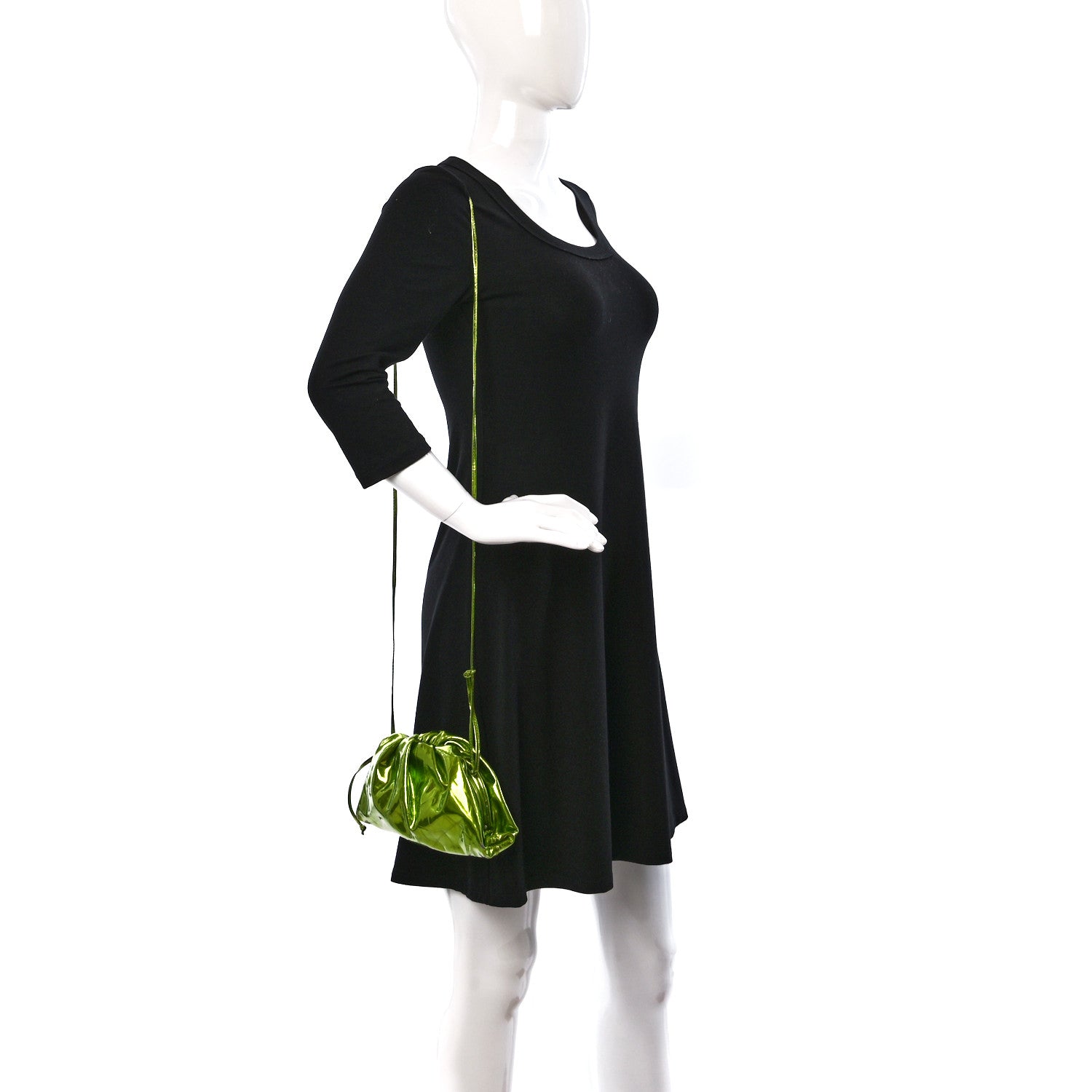 Bottega Veneta Metallic Crushed Calfskin The Mini Pouch Chlorophyll 2 of 8