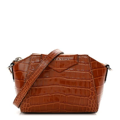 Givenchy Calfskin Crocodile Embossed Nano Antigona Tan 1 of 11