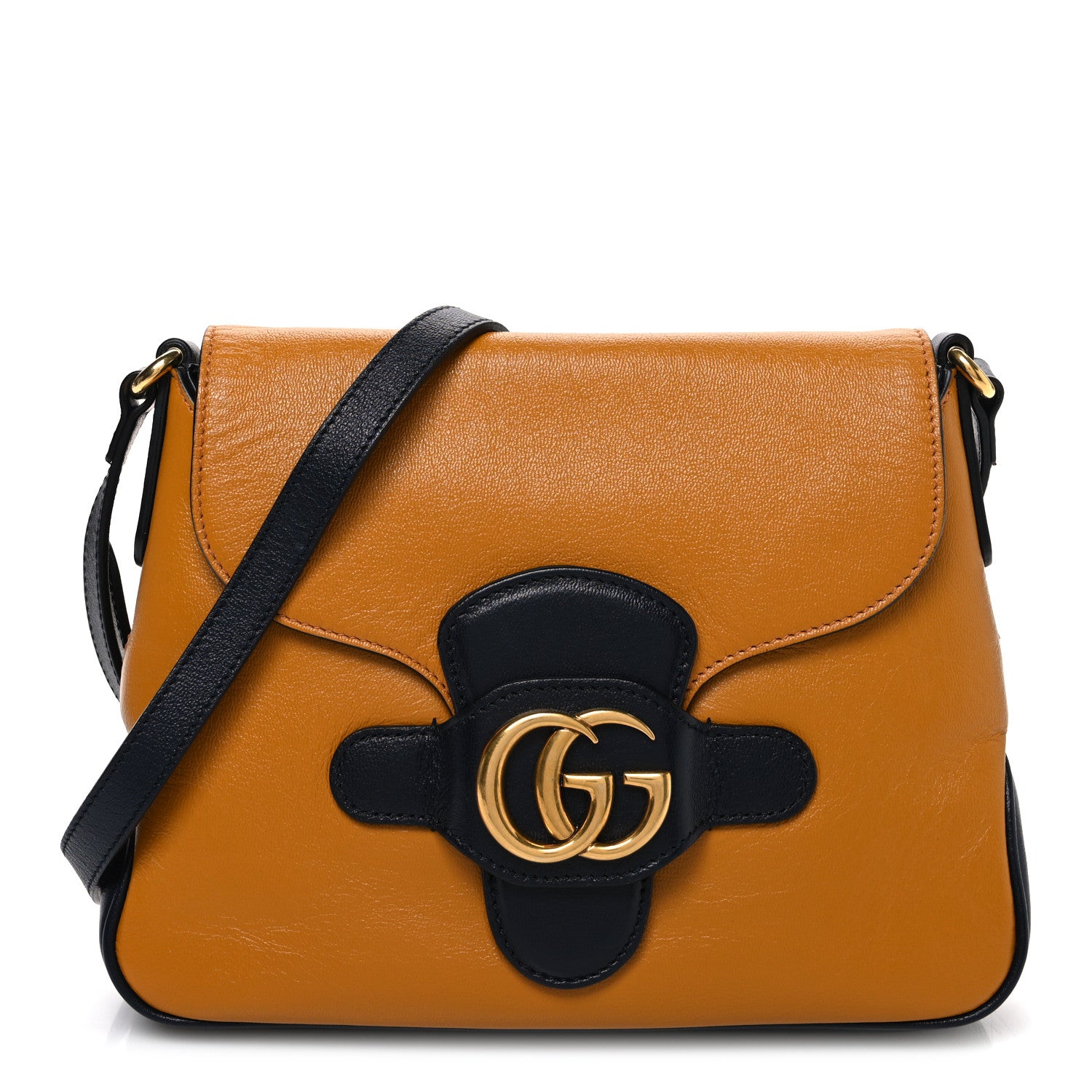Gucci New Sakai Calfskin Lux Small Dahlia Messenger Shoulder Bag Yellow Black 1 of 10