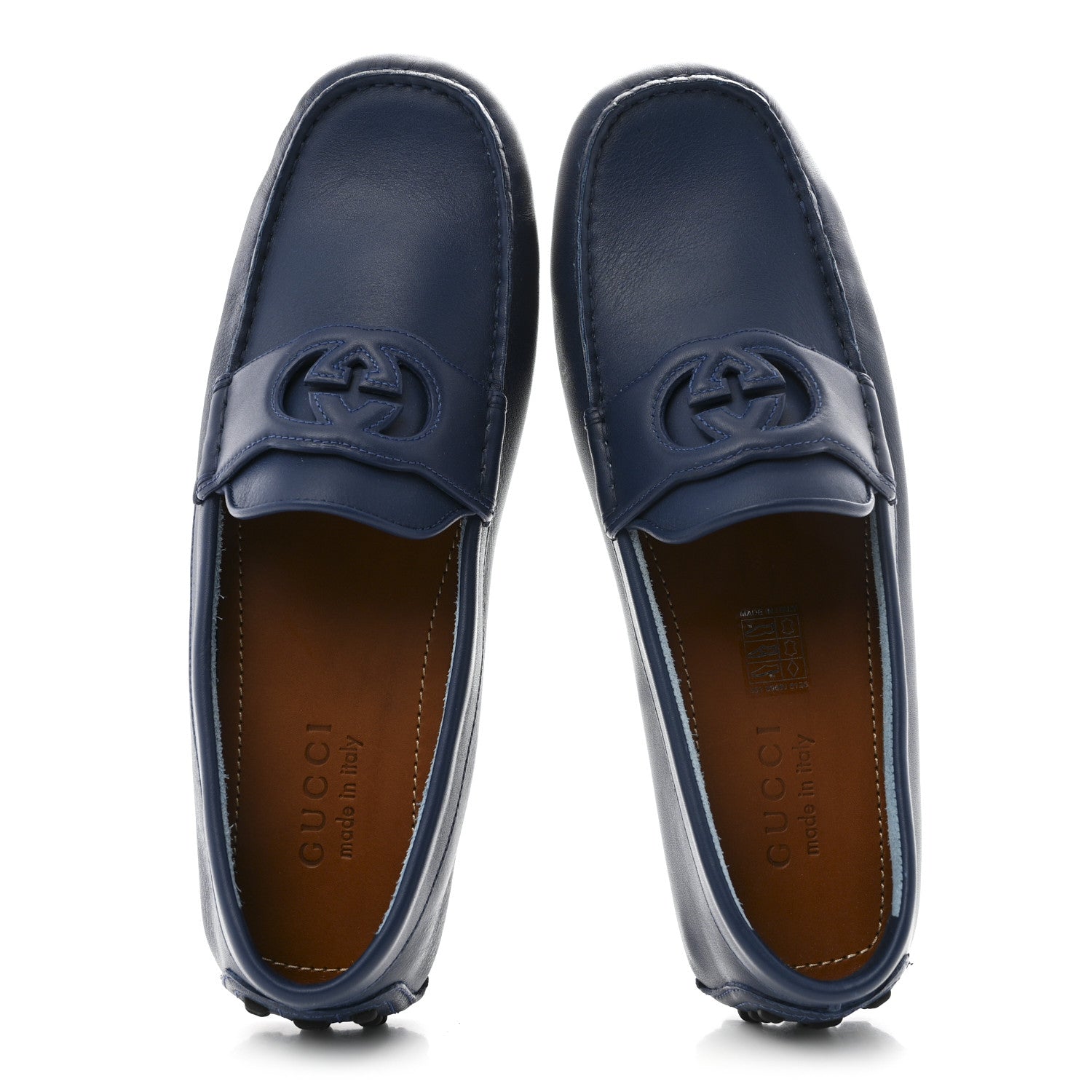 Gucci Soft Clove Calfskin Mens Interlocking G Driver Loafers 8 Royale 2 of 12