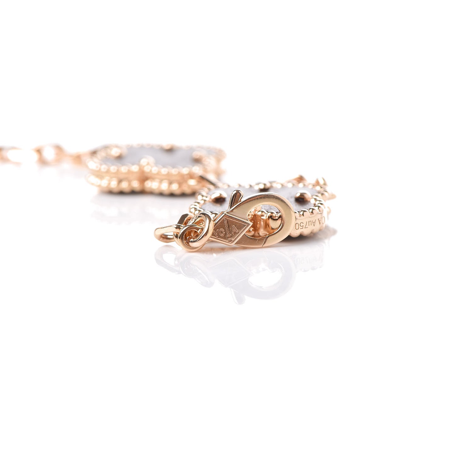 18K Rose Gold Letterwood 5 Motifs Vintage Alhambra Bracelet