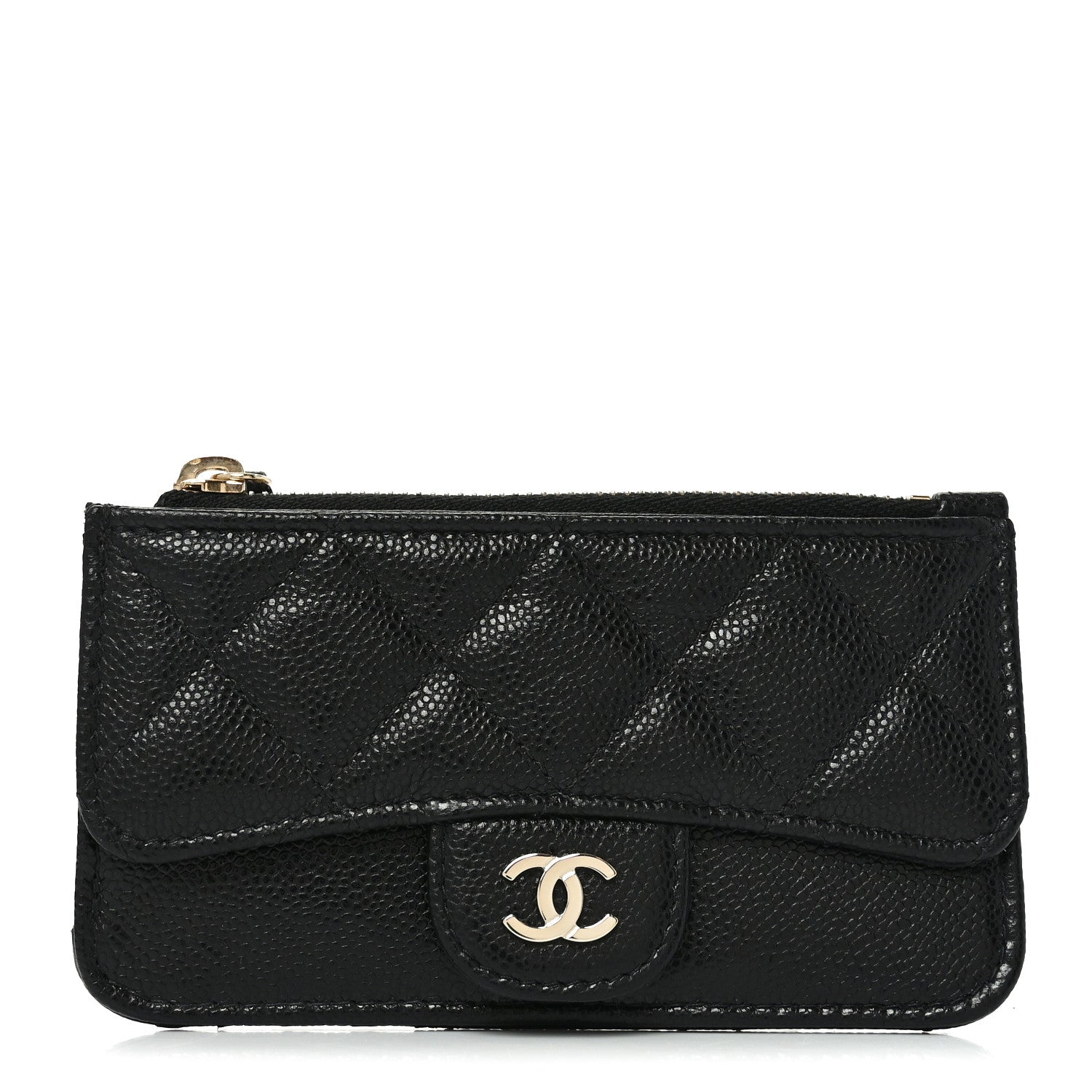 Chanel Caviar Quilted Flap Zip Card Holder Black 1 of 8