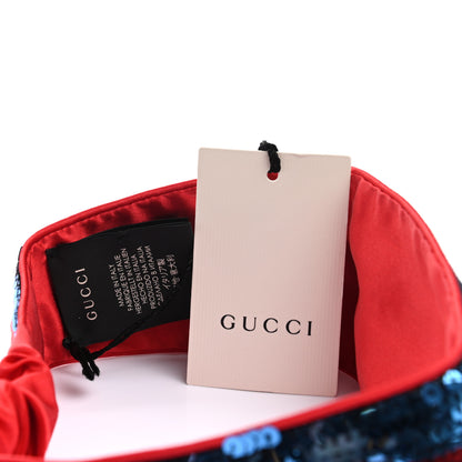 Gucci Sequin Silk Web Headband Red Blue 4 of 7
