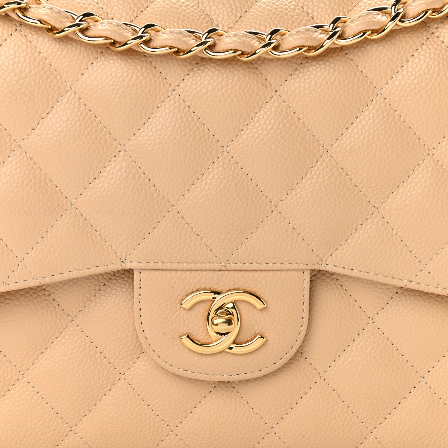 Chanel Caviar Quilted Jumbo Double Flap Beige Clair 8 of 11