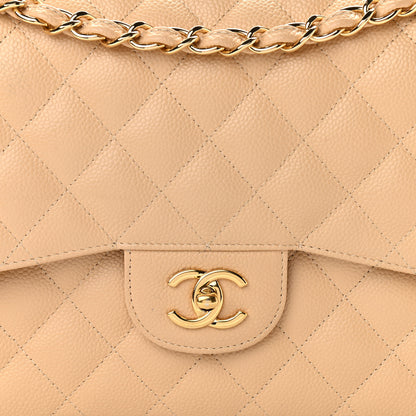 Chanel Caviar Quilted Jumbo Double Flap Beige Clair 8 of 11