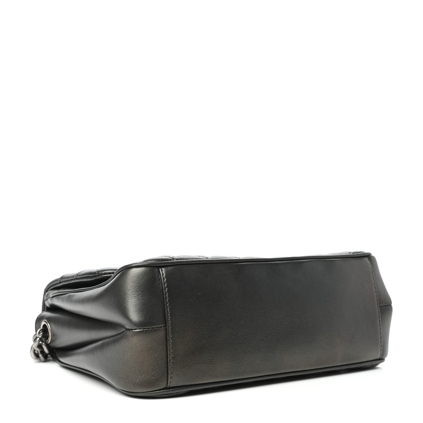 Metallic Goatskin Quilted Medium Rock In Rome Flap Charcoal